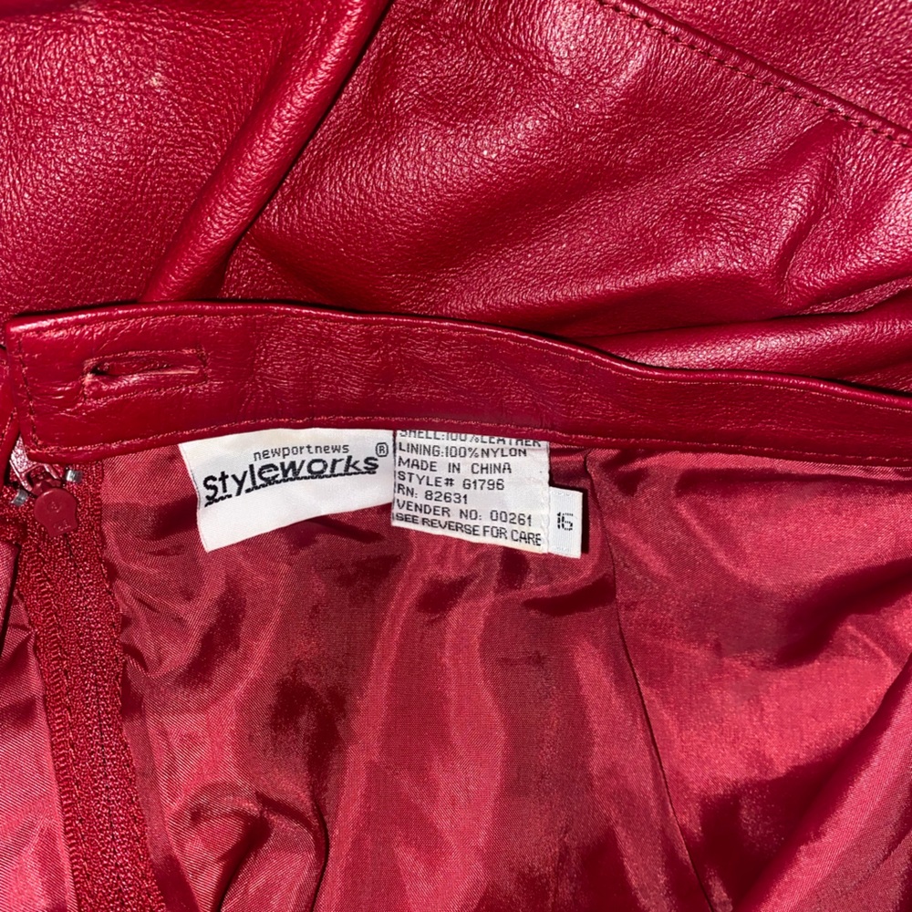Red leather skirt